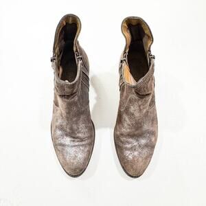 Seychelles x Anthropology Lucky Penny Metallic Silver Pewter Zip Up Boot Size 6